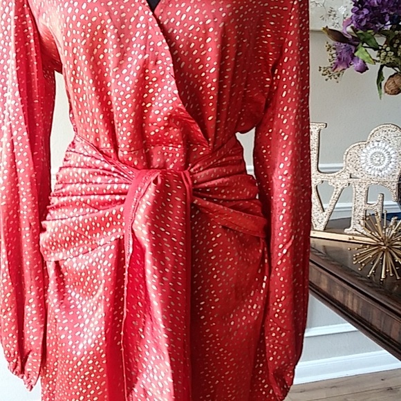 NWT Exclusive Selection Orange And Gold Waist Wrap Mini Dress By CBR. Size XL - Picture 12 of 17